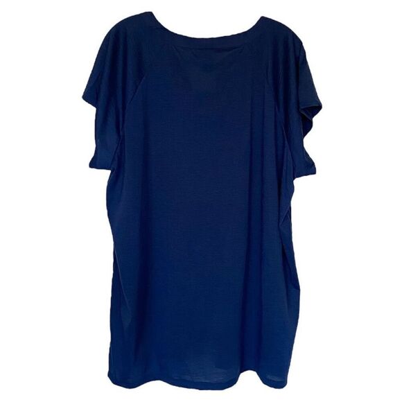 Liv Los Angeles 100% Cotton Navy Pleated Embroidered Tunic NWT Plus Size 3X - Picture 3 of 7